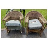Pair of Weather Wicker Patio Chairs