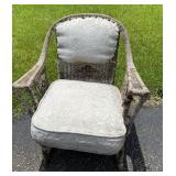 Worn White Painted Wicker Chair