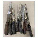 Group of Antler Handled Carving Sets