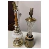 Brass and glass lamp and Milk Glass Table Lamp