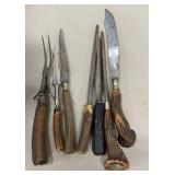 Old Group of Antler Handed Carving Sets