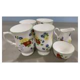 Staffordshire "English Garden" Bone China Mugs,