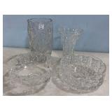 Four Pressed Glass Vases