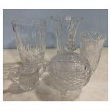 Five Pressed Glass Vases