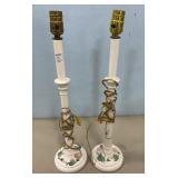 Pair of White Painted Candle Stick Lamps