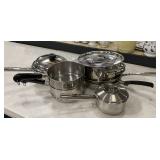 Group of Stainless Cooking Pans