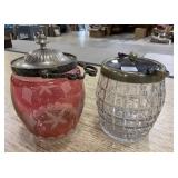 Two Vintage Glass Biscuit Jars
