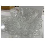 Pressed Glass Punch Bowl Set