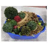 Box Lot of Artificial Plants and Wreaths