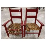 Pair of Vintage Red Painted Child