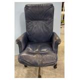 Vintage Blue Leather Desk Chair