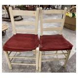 Pair of Primitive Style White Side Chairs