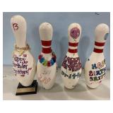 Four Birthday Party Bowling Pins