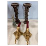 Two Candle Holders, Two Gold Plastic Candle Sconce