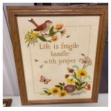 Life is Fragile Handle with Prayer Needle Point Fr