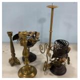 Group of Candle Sticks and Holders
