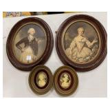 Two Vintage Oval Prints and Cameo Portraits