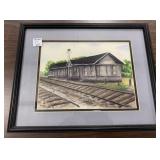 Malene Clark Red Barn Pencil and Watercolor