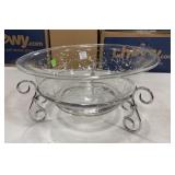Glass Salad Bowl with Metal Stand