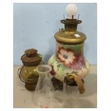 Antique Glass Globe Lamp and Antique Metal and Gla