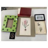 Two Floral Prints, Courtyard Drawing, Books, Polka