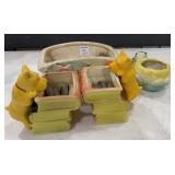 Pottery Dogs, Small Planter, and Small Frog Plante