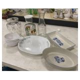 Stoneware, Glass Jars, and Plate