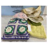 2 Crocketed Pillows, Yellow Crocketed Baby Blanket