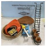 Small Planter Holder, Metal Stand, Aqua Source Pap