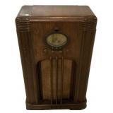 Majestic 1930s Art Deco console tube radio  39"h.