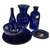 Blue Cobalt Vase, Bowls, Bottles, Glassware
