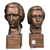 10" Mozart and Chopin Chalkware Busts