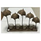 Metal Umbrella Candle Holder 14"
