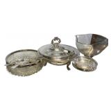 Glass and Silverplate Warmer, Glass Bowls