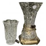 12" Torchiere Glass Lamp and Pressed Glass vase