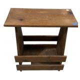 Pine Side Table with Magazine Slot 25"h., 23"w