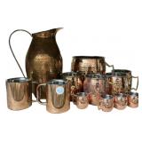 Hammered Brass Pitchers and Mugs