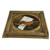 16"h., 21"w Violin & Sheet Music Otto Rudolf Hes