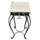 28"h., 12"w Iron Marble Top Table