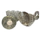 Heavy Glass Candle, Bowl, and Swan