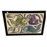 24"h., 35"w Walter Anderson Fish Print