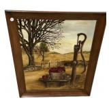 B. Reynolds 1981 Folk Art Painting 35"h., 29"w