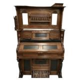 1900s Victorian Walnut Parlor Pump Organ