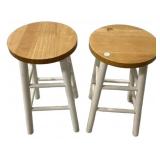 Pair of Pine White Barstools