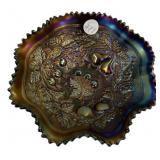 Northwood Three Fruits Carnival Ruffled Bowl Purpl