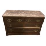 29"h,. 46"w Victorian Eastlake Walnut Marble 4 D