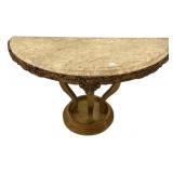 Gold Demilune Marble Table 31"