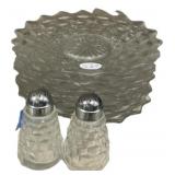 Eight 8" Fostoria American Clear Plate and Shaker