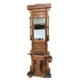 Victorian Walnut Hall Tree 84"h., 33"w