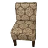 Medallion Printed Fabric Upholstered Wooden Accent
